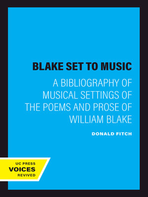 cover image of Blake Set to Music